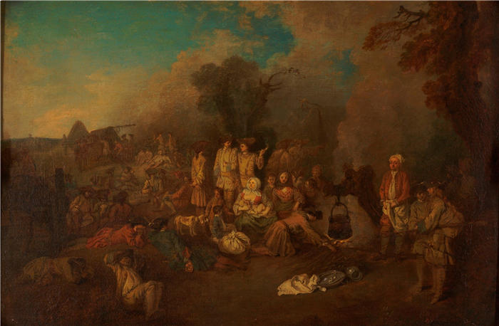 让-安托万·华托(Jean-Antoine Watteau,法国画家)高清作品-《露营》