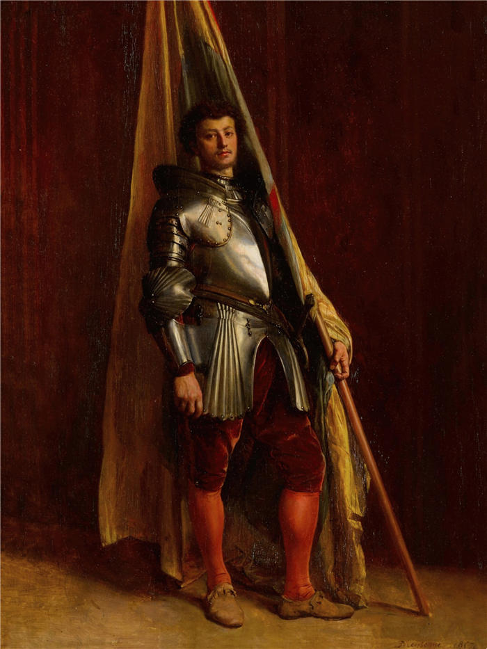 欧内斯特·梅索尼埃(Ernest Meissonier,法国画家)高清作品-《Le Porte-Étendard (1857)》
