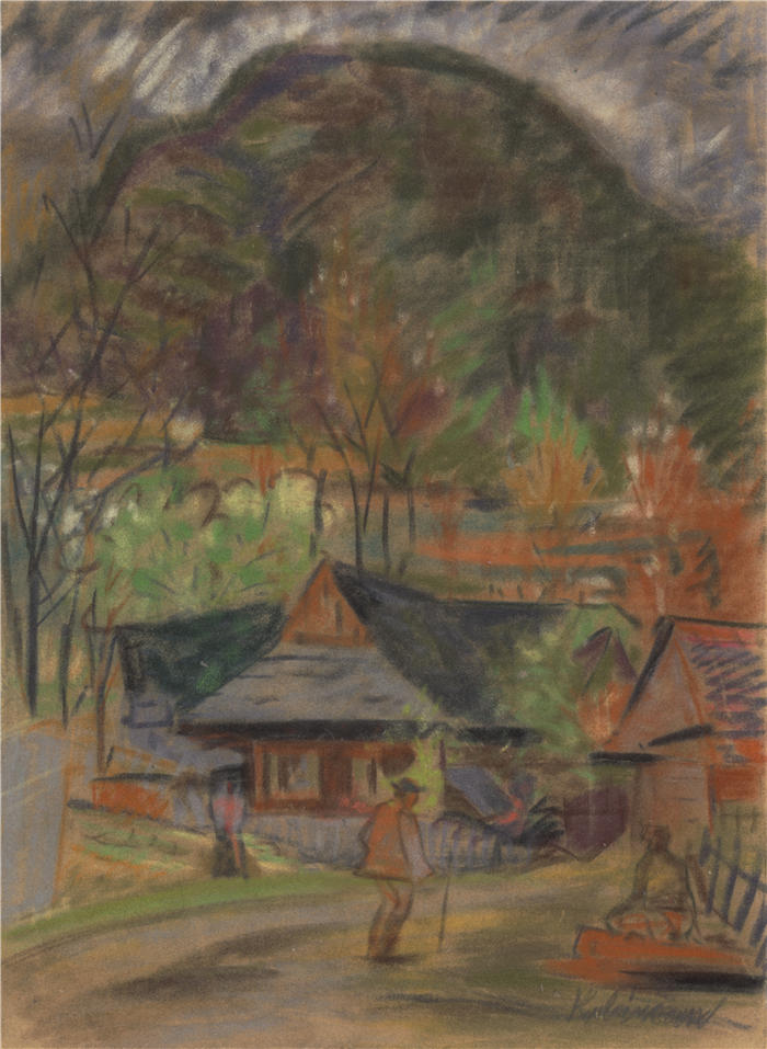 阿诺德·彼得·魏斯-库宾赞（Arnold Peter Weisz-Kubínčan，斯洛伐克画家）高清作品-《在一个村庄 (1933)》