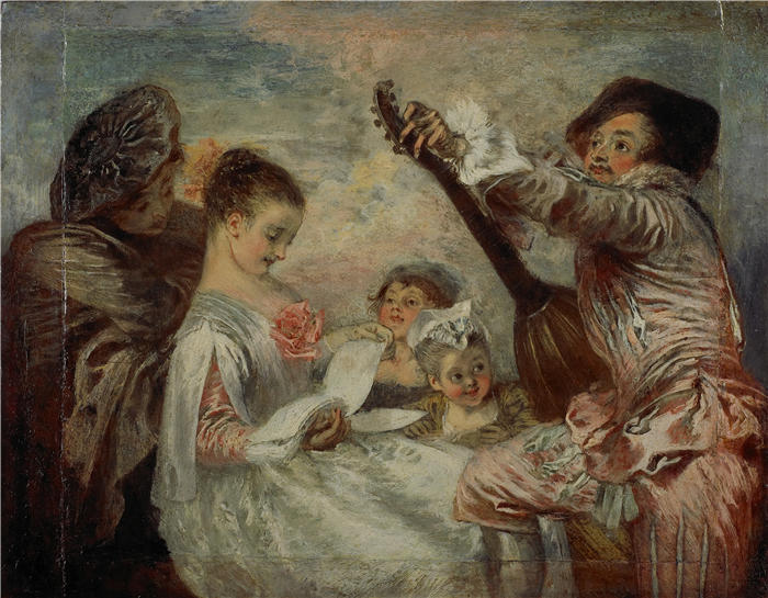 让-安托万·华托（Jean-Antoine Watteau，法国画家）高清作品-《向我们证明这个美女（约1717-1718）》