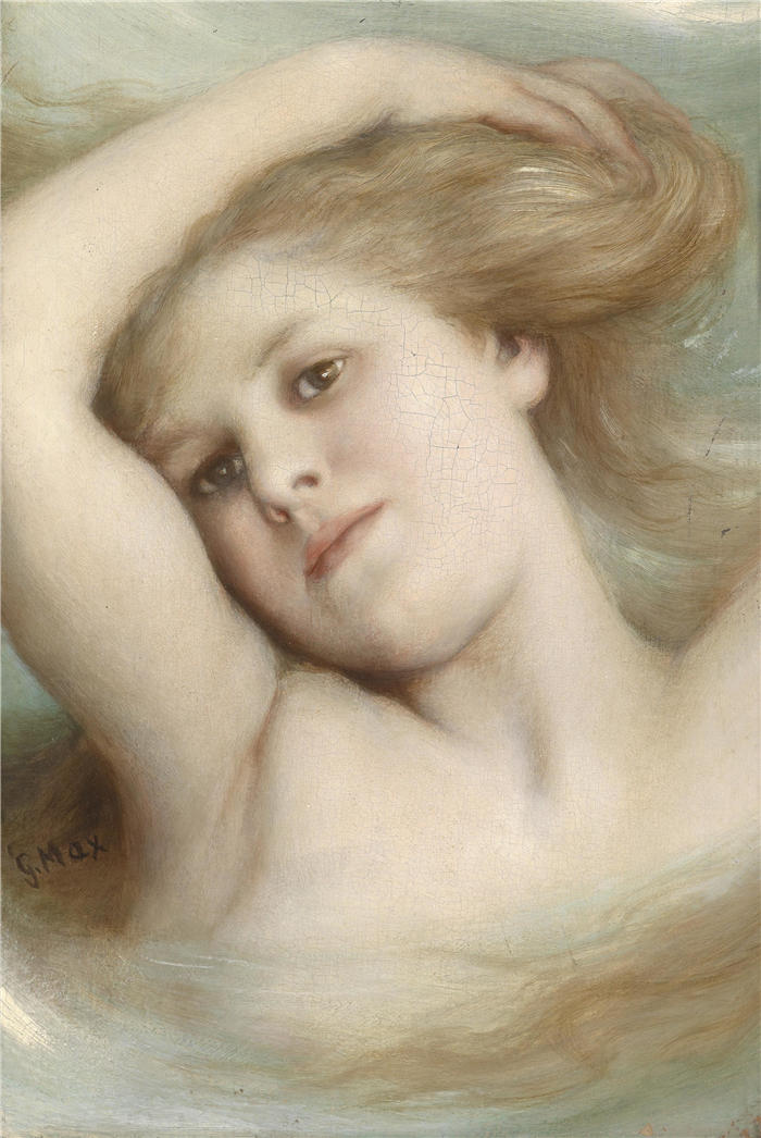 加布里埃尔·冯·麦克斯（Gabriel von Max，奥地利画家）高清作品-《梦中女孩的头》
