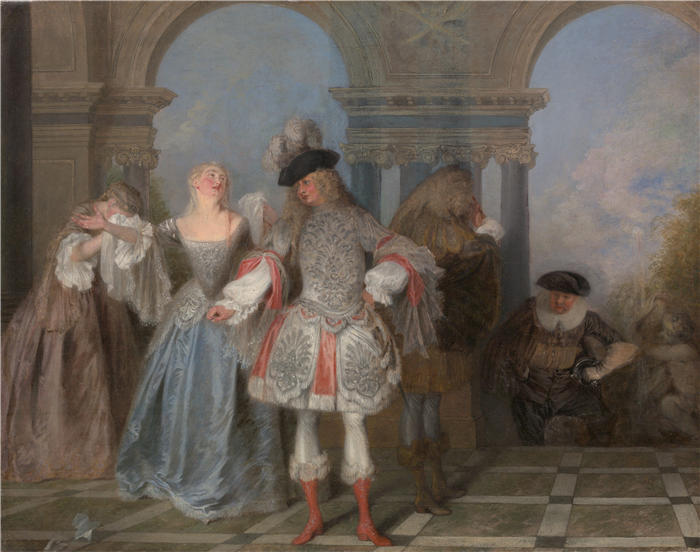 让-安托万·华托(Jean-Antoine Watteau,法国画家)高清作品-《法国喜剧演员(约 1720 年)》