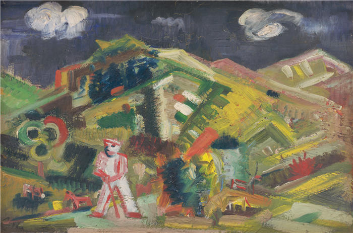 阿诺德·彼得·魏斯-库宾赞（Arnold Peter Weisz-Kubínčan，斯洛伐克画家）高清作品-《在牧场 (1940–1944)》