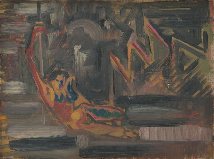 阿诺德·彼得·魏斯-库宾赞（Arnold Peter Weisz-Kubínčan，斯洛伐克画家）高清作品-《斜倚的女人 (1925–1944)》