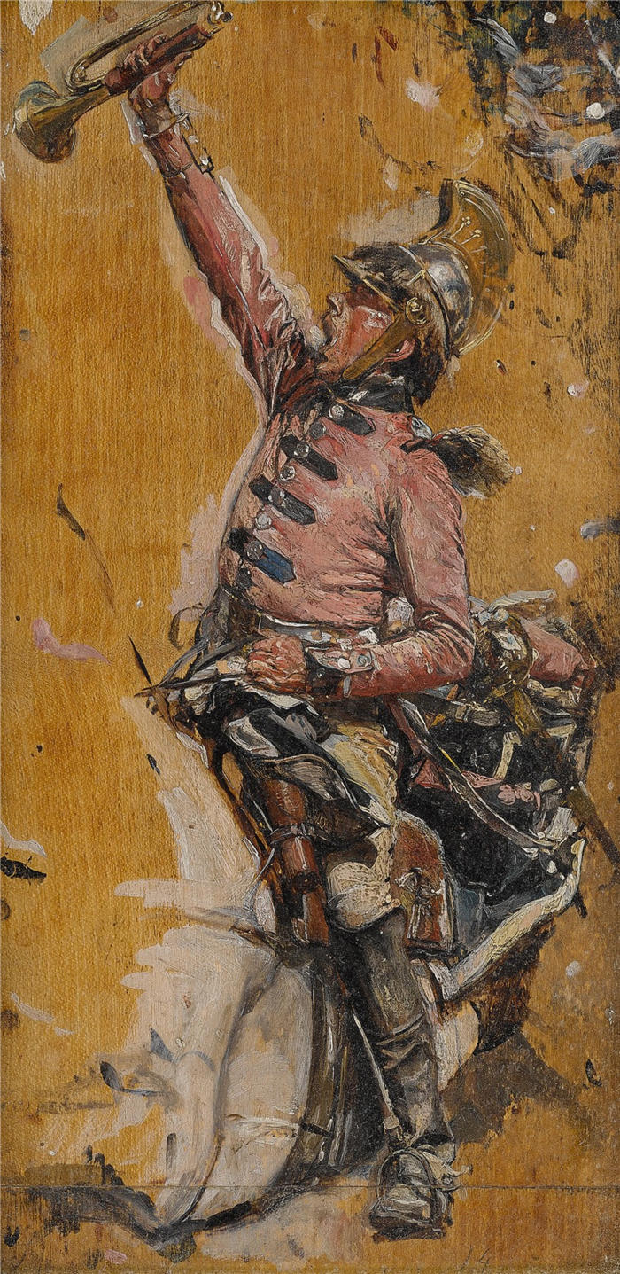 欧内斯特·梅索尼埃（Ernest Meissonier，法国画家）高清作品-《Le Trompette De 1807 (1893)》
