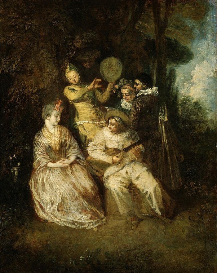 让-安托万·华托（Jean-Antoine Watteau，法国画家）高清作品-《意大利小夜曲》