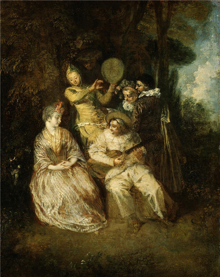 让-安托万·华托(Jean-Antoine Watteau,法国画家)高清作品-《意大利小夜曲》