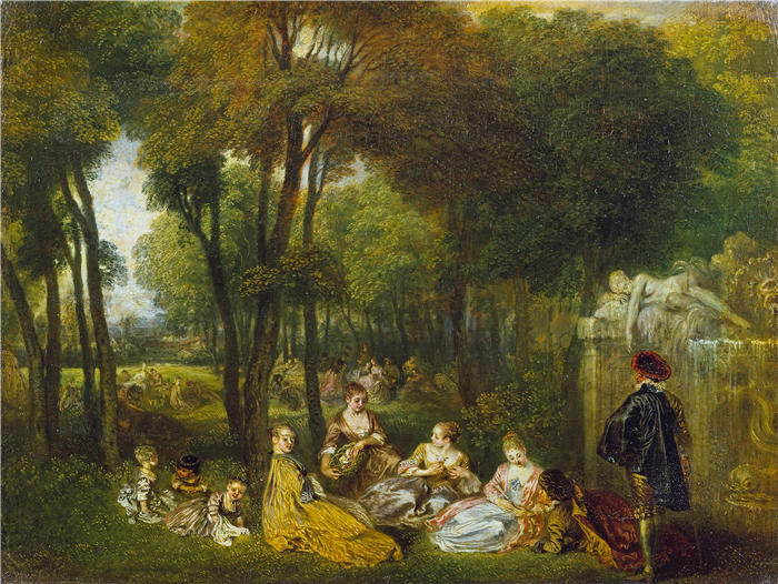 让-安托万·华托（Jean-Antoine Watteau，法国画家）高清作品-《香榭丽舍大街 (c. 1720 - 1721)》