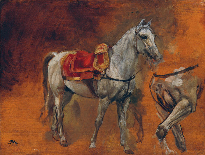 欧内斯特·梅索尼埃（Ernest Meissonier，法国画家）高清作品-《学习爱因斯·希梅尔斯 (1864)》