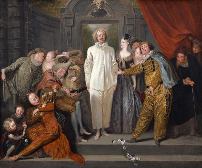 让-安托万·华托（Jean-Antoine Watteau，法国画家）高清作品-《意大利喜剧演员（可能是 1720 年）》