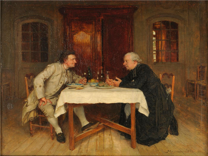 欧内斯特·梅索尼埃（Ernest Meissonier，法国画家）高清作品-《治愈之酒 (1860)》