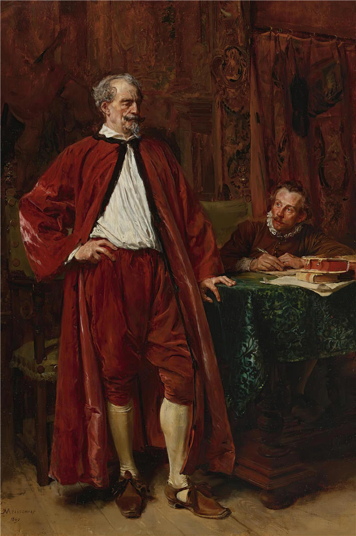 欧内斯特·梅索尼埃（Ernest Meissonier，法国画家）高清作品-《狄德罗和他的抄写员 (1869)》