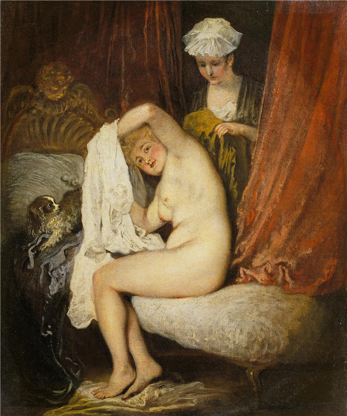 让-安托万·华托(Jean-Antoine Watteau,法国画家)高清作品-《厕所里的女人(c. 1717 - 1719)》