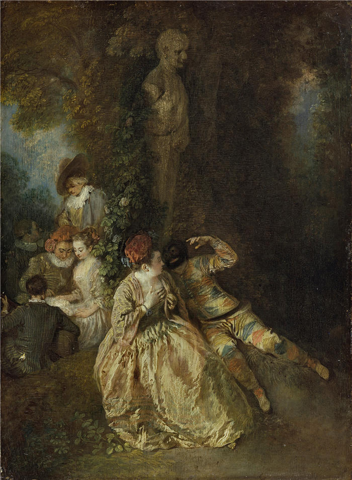 让-安托万·华托(Jean-Antoine Watteau,法国画家)高清作品-《你想战胜美女吗(c. 1714 - 1717)》