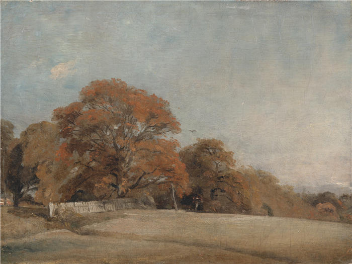 约翰·康斯特布尔（John Constable，英国画家）高清作品-《东伯格霍尔特的秋季景观（1805-1808 年）》