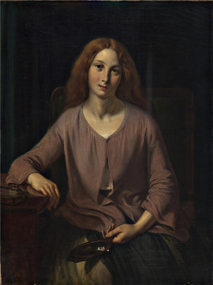 威廉·马斯特兰德(Wilhelm Marstrand,丹麦画家)高清作品-卫生间里的威尼斯女人(1854 年)