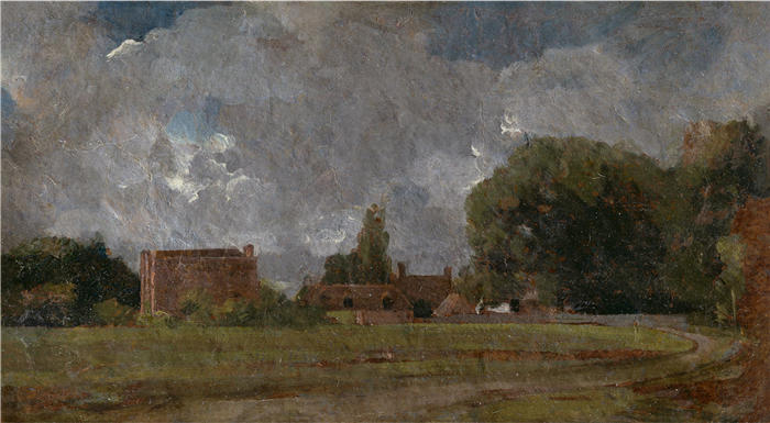 约翰·康斯特布尔（John Constable，英国画家）高清作品-《Golding Constable's House, East Bergholt - 艺术家的出生地》
