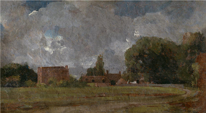 约翰·康斯特布尔(John Constable,英国画家)高清作品-《Golding Constable's House, East Bergholt - 艺术家的出生地》