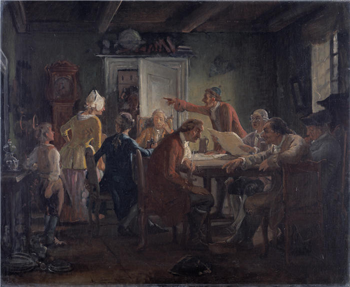 威廉·马斯特兰德（Wilhelm Marstrand，丹麦画家）高清作品-政治学院（1850 – 1851 年）