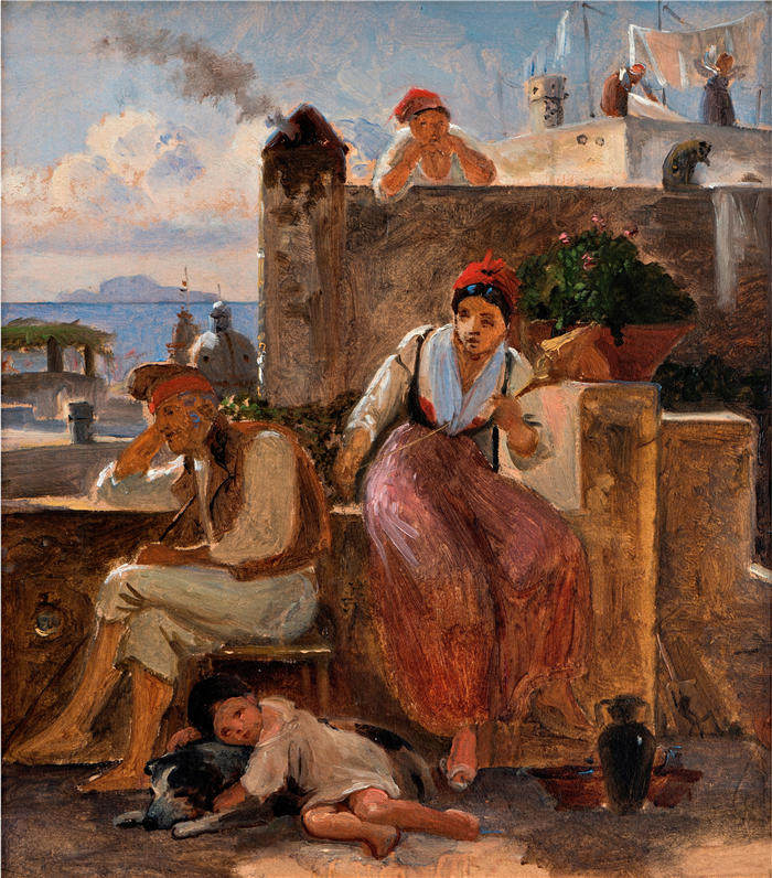 威廉·马斯特兰德（Wilhelm Marstrand，丹麦画家）高清作品-那不勒斯的生活