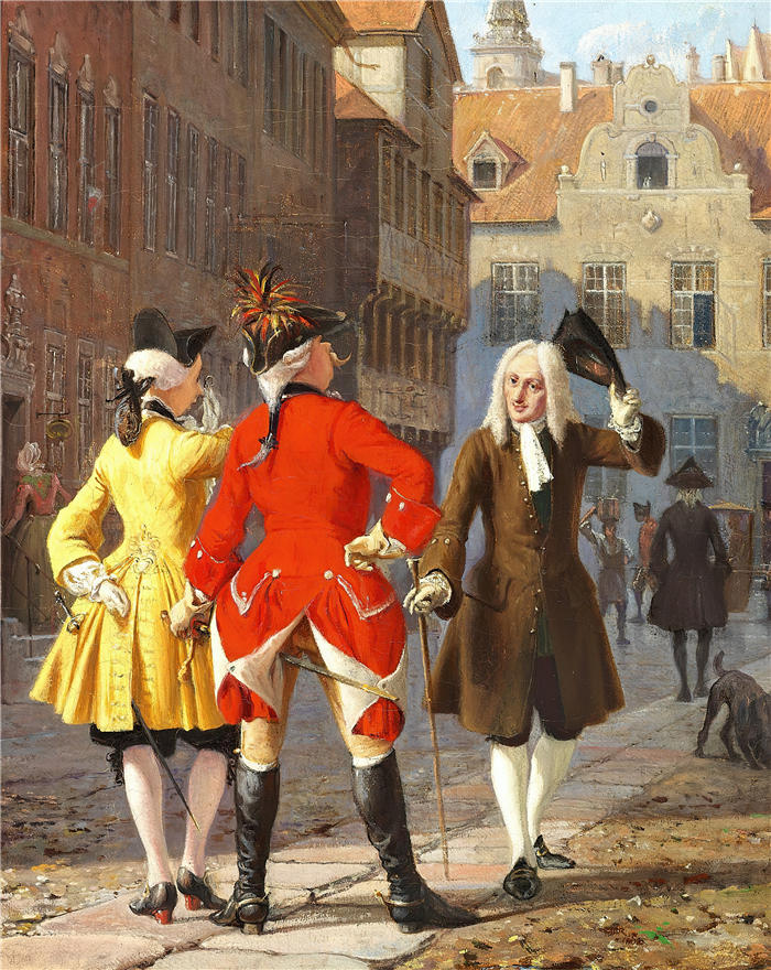 威廉·马斯特兰德(Wilhelm Marstrand,丹麦画家)高清作品-Jacob v. Thybo og Jean de France