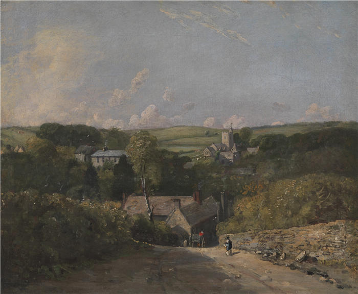 约翰·康斯特布尔(John Constable,英国画家)高清作品-《奥斯明顿村 (1816-1817)》
