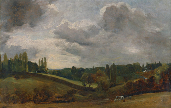 约翰·康斯特布尔(John Constable,英国画家)高清作品-《东伯格霍尔特(约 1813 年)》