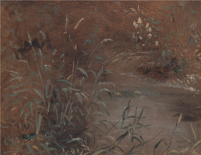 约翰·康斯特布尔（John Constable，英国画家）高清作品-《冲过水池（约 1821 年）》