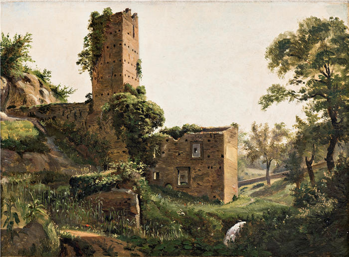 威廉·马斯特兰德（Wilhelm Marstrand，丹麦画家）高清作品-废墟景观（约 1838 年）
