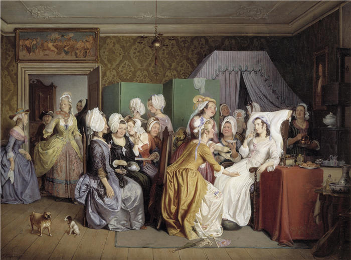 威廉·马斯特兰德(Wilhelm Marstrand,丹麦画家)高清作品-Ludwig Holberg 的卧房(1845 年)