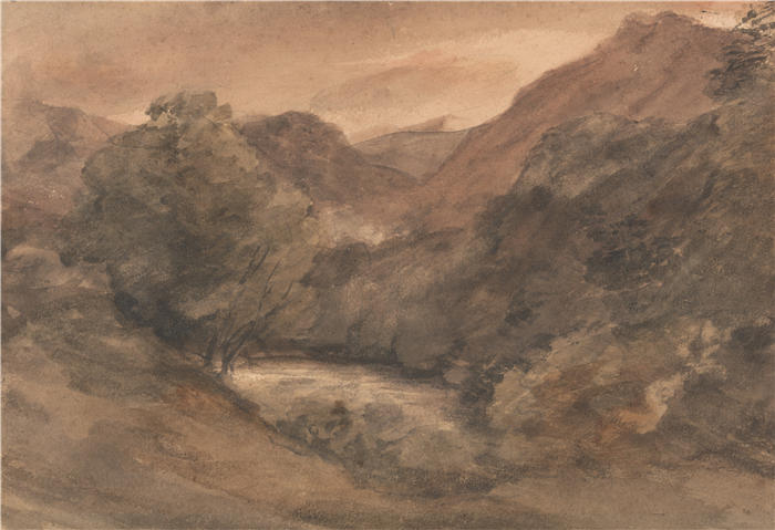 约翰·康斯特布尔（John Constable，英国画家）高清作品-《Borrowdale——晴天后的傍晚，1806 年 10 月 1 日》