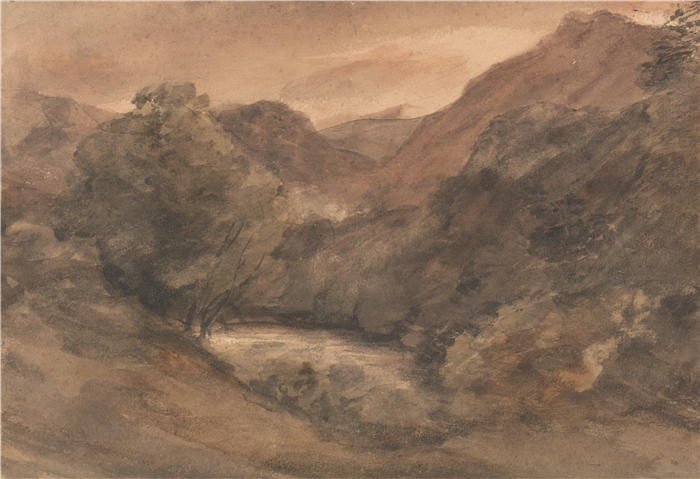 约翰·康斯特布尔(John Constable,英国画家)高清作品-《Borrowdale——晴天后的傍晚,1806 年 10 月 1 日》