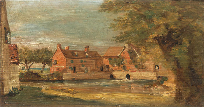 约翰·康斯特布尔(John Constable,英国画家)高清作品-《弗拉特福德磨坊 (1810-1811)》