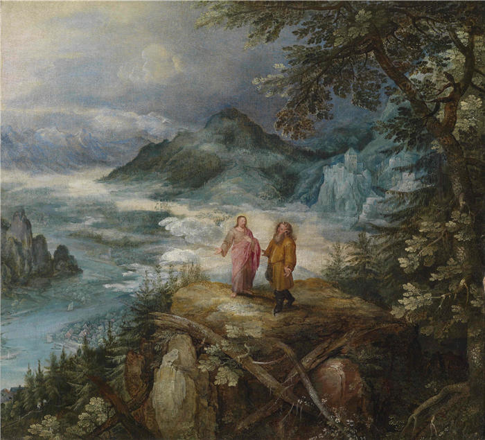 扬·布鲁格赫尔（ Jan Brueghel The Elder,意大利画家）高清作品-《山景与基督的诱惑》