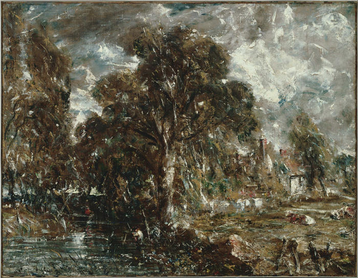 约翰·康斯特布尔(John Constable,英国画家)高清作品-《在斯图尔河上》