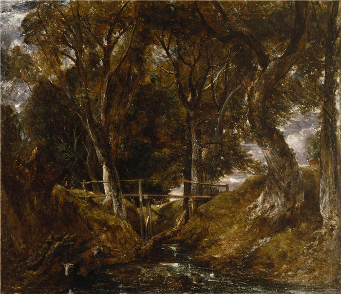 约翰·康斯特布尔(John Constable,英国画家)高清作品-《海明翰公园的戴尔酒店》