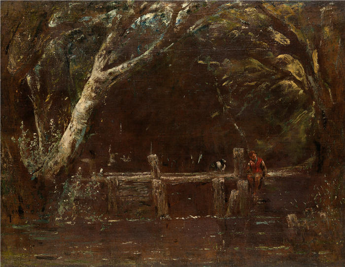 约翰·康斯特布尔(John Constable,英国画家)高清作品-《景观(锁)(1820-25)》