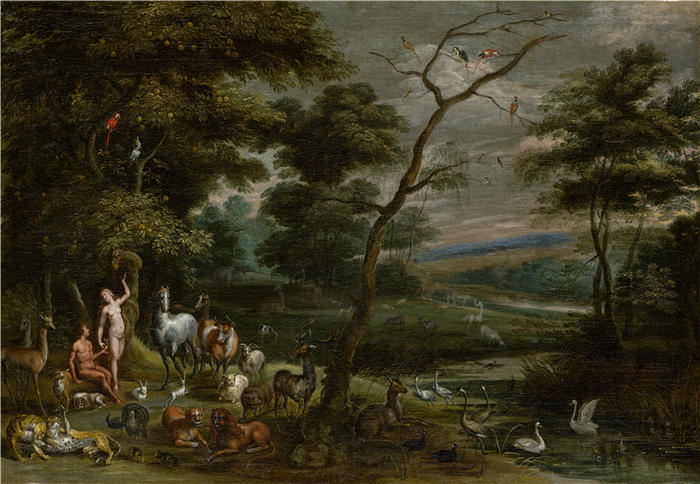 扬·布鲁格赫尔（ Jan Brueghel The Elder,意大利画家）高清作品-《亚当和夏娃在天堂》