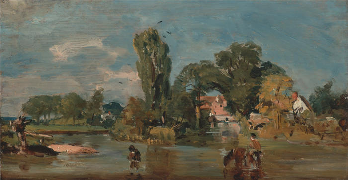约翰·康斯特布尔(John Constable,英国画家)高清作品-《弗拉特福德磨坊》