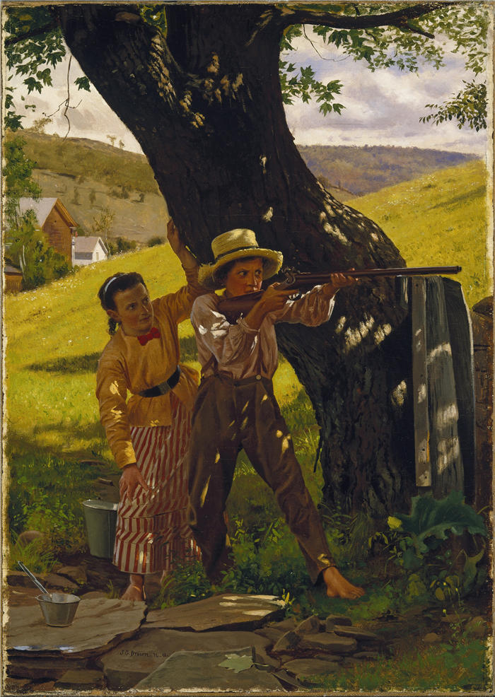 约翰·乔治·布朗(John George Brown,美国画家)高清作品-《一个肯定的镜头》