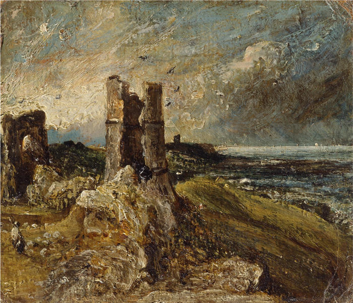 约翰·康斯特布尔(John Constable,英国画家)高清作品-《哈德利城堡 (1828-1829)》
