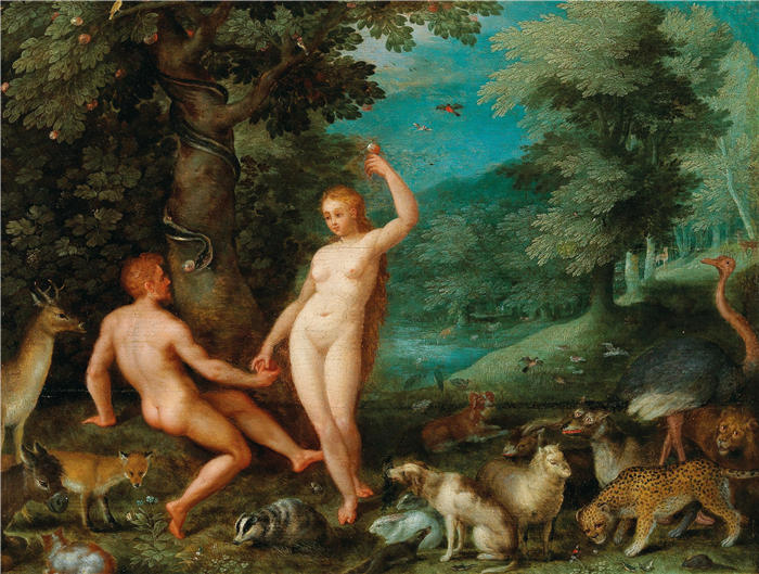 扬·布鲁格赫尔（ Jan Brueghel The Elder,意大利画家）高清作品-《亚当在天堂的诱惑》