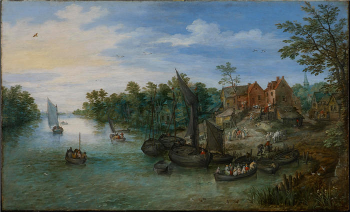 扬·布鲁格赫尔（ Jan Brueghel The Elder,意大利画家）高清作品-《河流景观 (1612)》