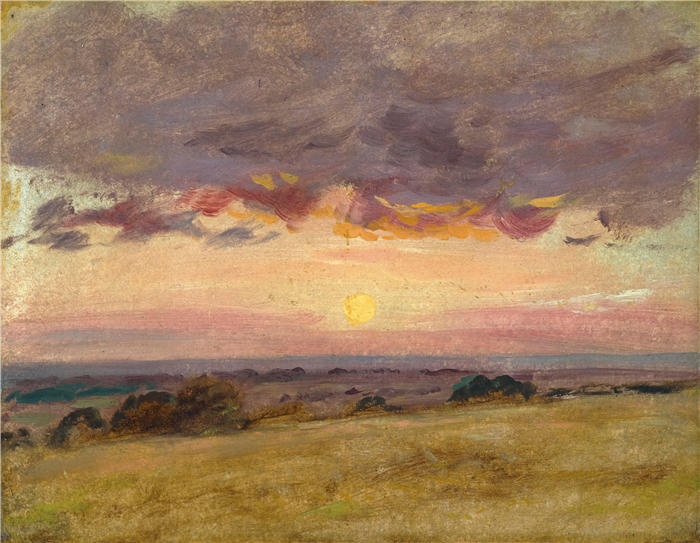 约翰·康斯特布尔（John Constable，英国画家）高清作品-《有暴风云的夏夜》