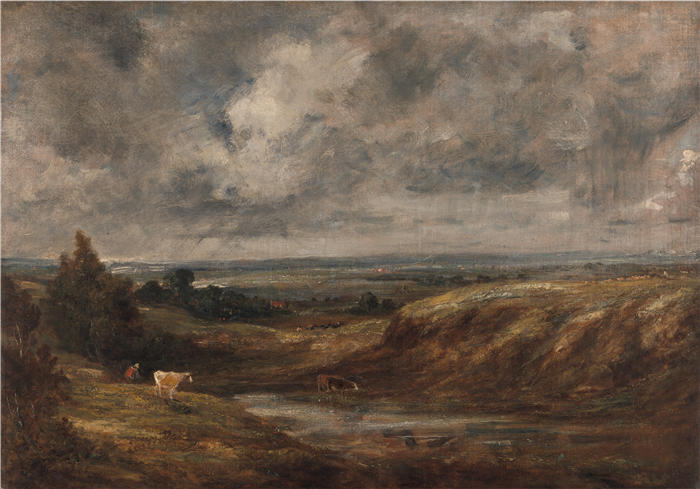 约翰·康斯特布尔(John Constable,英国画家)高清作品-《汉普斯特德希思 (1825-1830)》