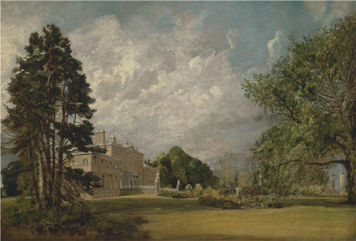 约翰·康斯特布尔(John Constable,英国画家)高清作品-《沃里克郡马尔文厅 (1820 - 1821)》