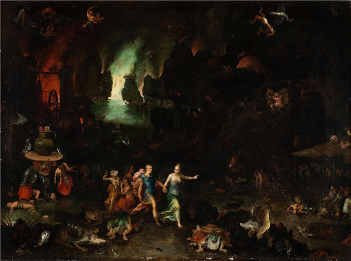扬·布鲁格赫尔( Jan Brueghel The Elder,意大利画家)高清作品-《埃涅阿斯和冥界中的库迈亚女巫》