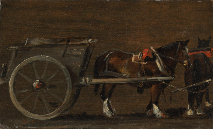约翰·康斯特布尔(John Constable,英国画家)高清作品-《马和马车(约 1814 年)》
