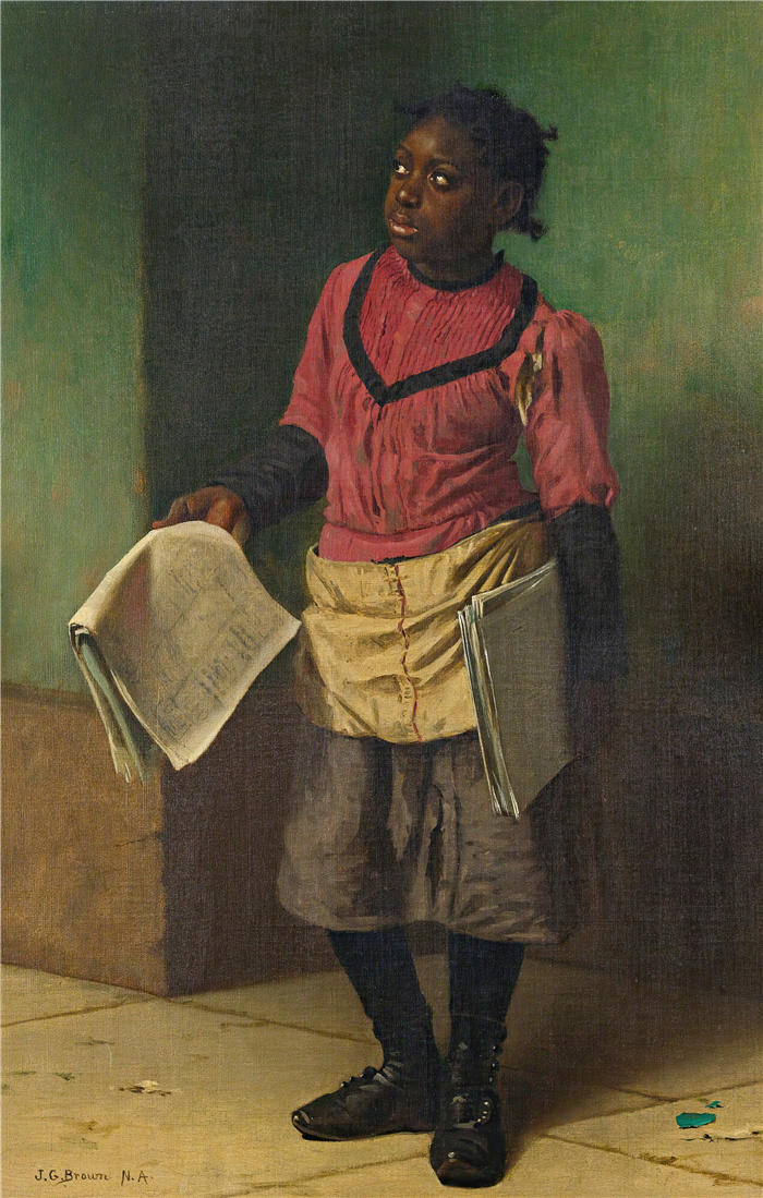 约翰·乔治·布朗（John George Brown，美国画家）高清作品-《早报》