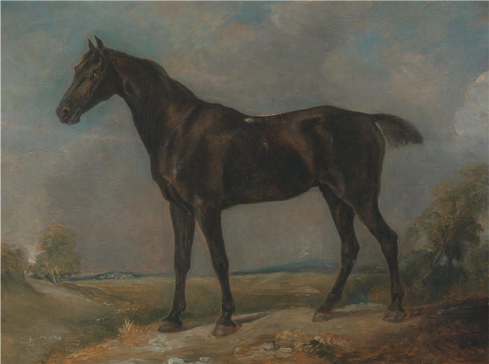 约翰·康斯特布尔（John Constable，英国画家）高清作品-《戈尔丁警察的黑骑马》